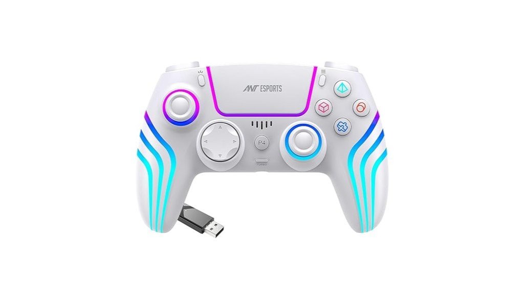 white rgb wireless wired gaming controller