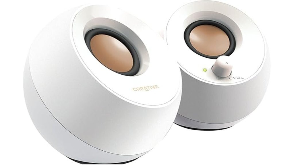 white usb powered desktop speakers